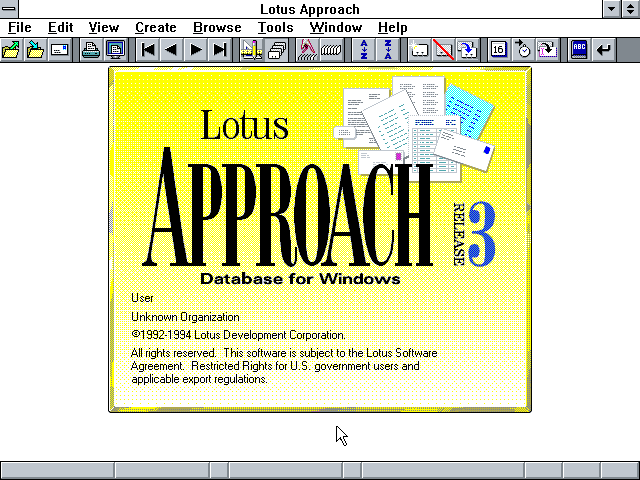 Lotus Approach 3.0 - Splash